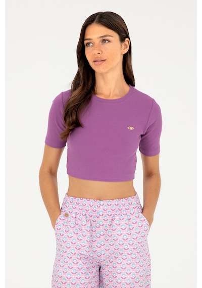 U.S. Polo Assn. Kadın Mor Bisiklet Yaka Crop Tişört 50281813-VR038