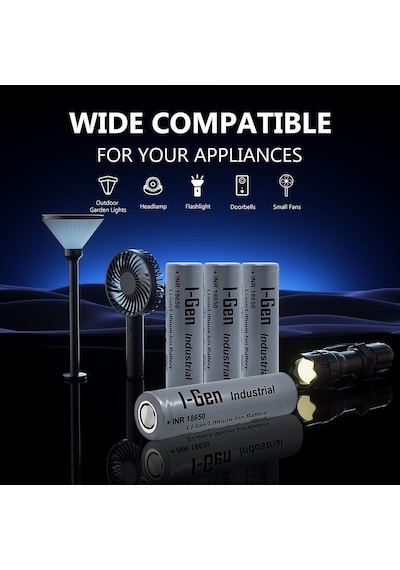 I-gen Industrial E001 Inr 18650 3.7v 2000 Mah 3c 7.4wh Li-ıon Şarjlı Pil Düz Başlı Lityum Pil 4'lü Paket