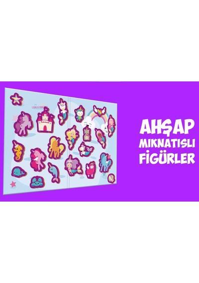 Rossie Ahşap Mıknatıslı Unicorn Oyun Seti (Manyetik Oyun Alanı)