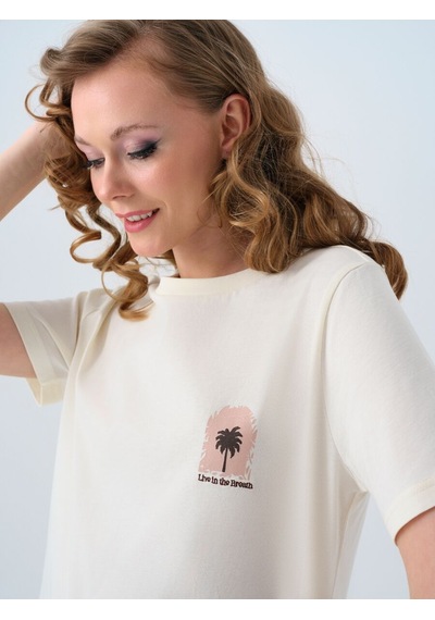 LOFT Regular Fit Kadın Tshirt K.kol Lf2039073 Q1.v1 Ekru