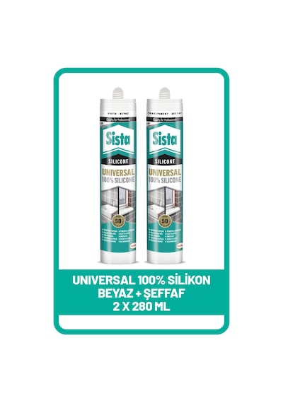 Sista Universal Silikon 280 ML Beyaz  + Universal Silikon 280 ML Şeffaf