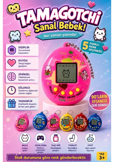 Tamagotchi Sanal Bebek Nostaljik Eğitici Dijital Evcil Hayvan Anahtarlıklı