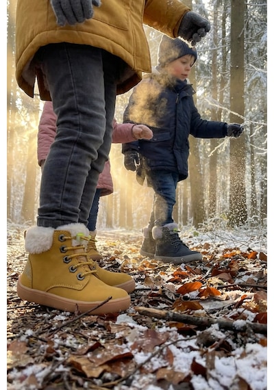 Hopfrög Furry Boots Sarı Nubuk Barefoot Çocuk Botu Sarı