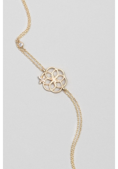 So Chic Yaşam Çiçeği 18 Ayar Sarı Altın Kaplama 19 CM Gümüş Anne Şans Bilekliği