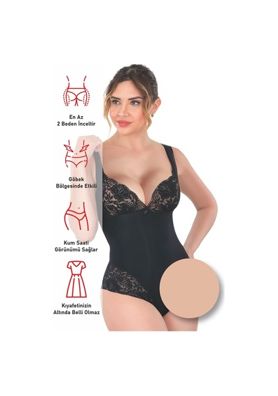 Ten Mı Emay 2947 Dantelli Agraflı Body Korse Ten