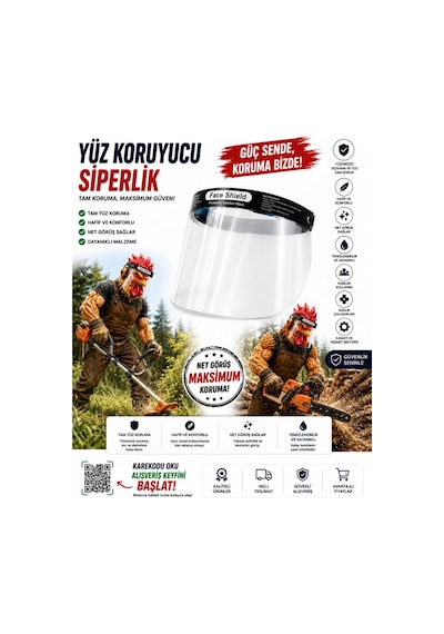 Algaride 3'lü Set Yüz Koruyucu Siperlik Kırılmaz Esnek Plastik Şeffaf Tam Ayarlanabilir Koruyucu Vizör