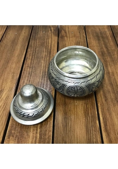 Küçük Boy Bakır Kubbe Şekerlik Gümüş