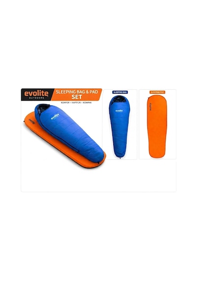 Ocean Pro -18 C Uyku Tulumu & Luno 3.8 Cm Şişme Mat - Turuncu Set Mavi