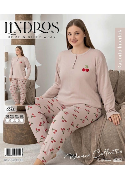 Boyraz Lindros Kadın Düğme Yaka Raporlu İnterlok Kışlık Battal Pijama Takımı 0268 - 1 Adet Pudra Boyraz Lindros Kadın Düğme Yaka Raporlu İnterlok Kışlık Battal Pijama Takımı 0268 - 1 Adet Pudra