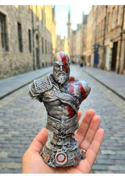 3d God Of War / Kratos Leviathan Büst Figürü / Playstation Oyun Karakteri 15cm/fanart