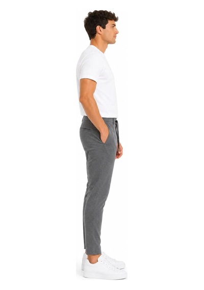 Hzr Wear Erkek Jogger Pantolon Esnek Kumaş Likralı Slim Fit Bağcıklı Antrasit