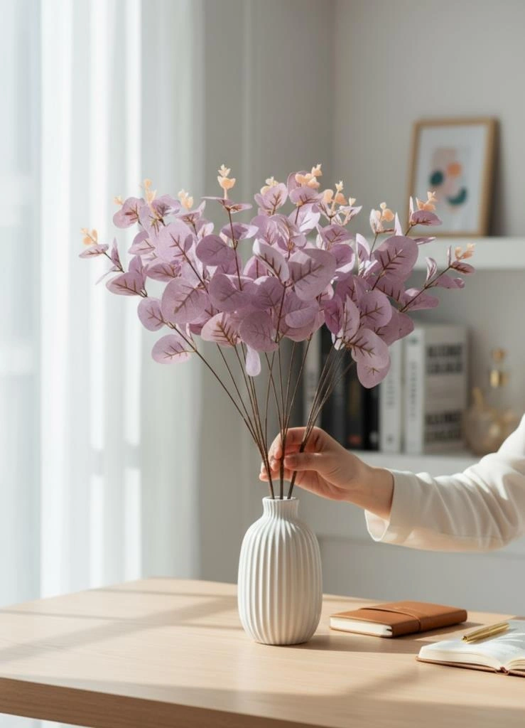 Yapay Çiçek Lila Okaliptus Aradal Arajman Çiçeği Eucalyptus Lila