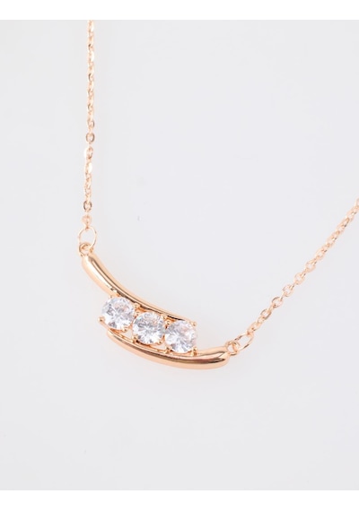 Jimmy Key Altın Rengi Sıralı Taş Detaylı Zarif Kolye 6ww429328150