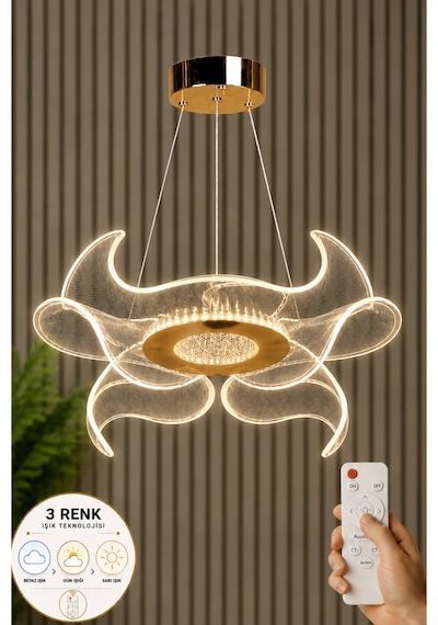 Fresh Model Gold Kaplama 3 Renk Metal Salon Mutfak Oturma Yatak Odası Modern Led Sarkıt Avize Sarı