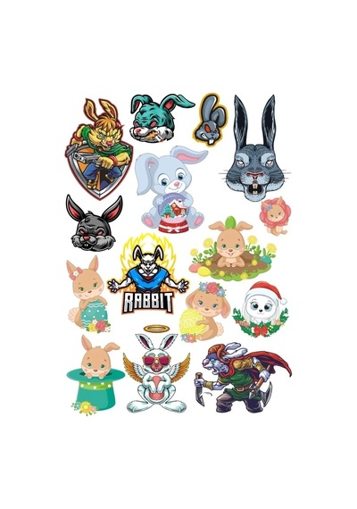 Tavşan Sticker Set 8 16 Parça Telefon, Tablet, Defter, Laptop Sticker