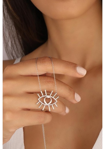 Taşsız Ra Gözü Gümüş Kolye Rose Gold