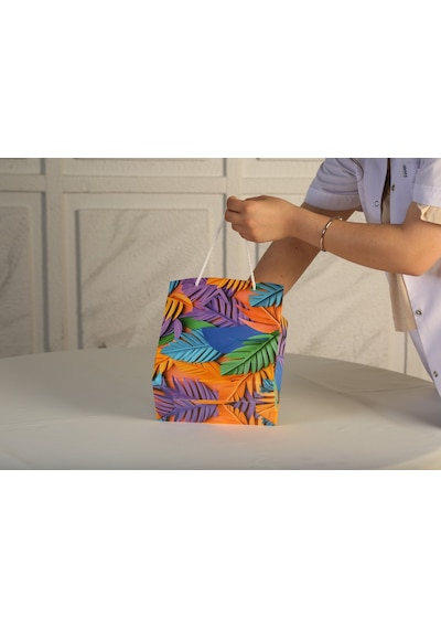 Çabuklar A.Ş Karton Çanta Körüklü Tropikal 25 Adet 20 x 10 x 23.50 CM