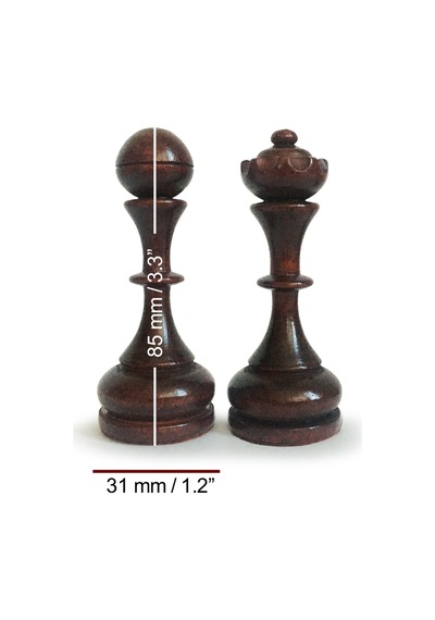 El Yapımı Şimşir Satranç Taşı Nazik At 85mm Krem-kahve