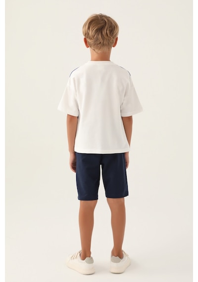 Rolypoly Geometic Krem Erkek Çocuk Bermuda Takım 5274-43125 Krem