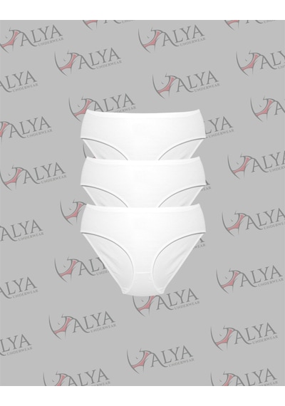 Alya Underwear Kadın Pamuklu Bato Kesim Külot - 3 Adet Beyaz - 3'lü Paket Beyaz