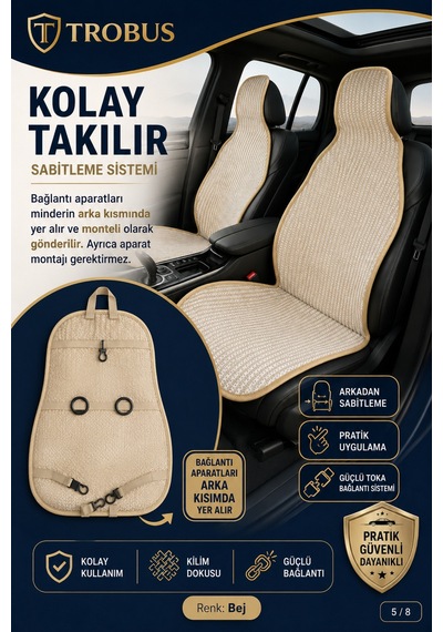 Toyota Rav4 2019 Ve Sonrası Üniversal Örme Ön 2 Parça Minder Terletmez Kaymaz Taban Bej