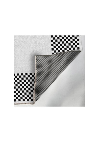 Siyah Beyaz Dama Desenli Dekoratif Modern Halı 3047-2