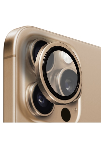 Buff Apple Uyumlu iPhone 16 Pro Max / 16 Pro Titanyum Lens Koruyucu Gold Brown