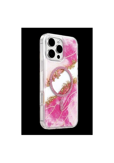 Onegif Apple İphone 16 Pro Max Lotus Simli Magsafe Kapak - Pembe