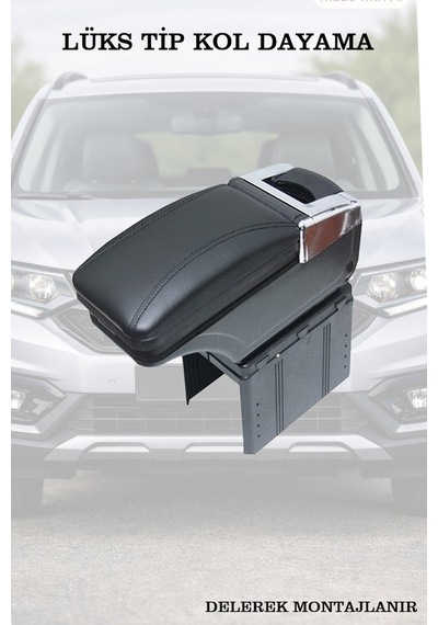 Dacia Sandero Stepway 2009 Uyumlu Bardaklıklı Kol Dayama Siyah Renk Lüks Tip Küllüklü