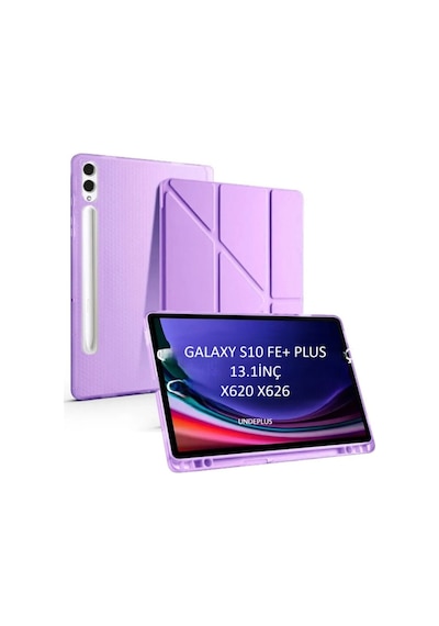 Samsung Uyumlu Galaxy Tab S10 Fe+ Plus Kılıf Kalem Bölmeli Trifolding Case X620 X626 Kapaklı