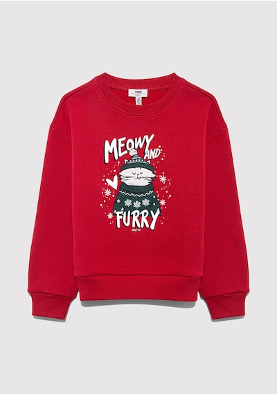 Mavi - Yılbaşı Temalı Kırmızı Sweatshirt 7s10180-70390
