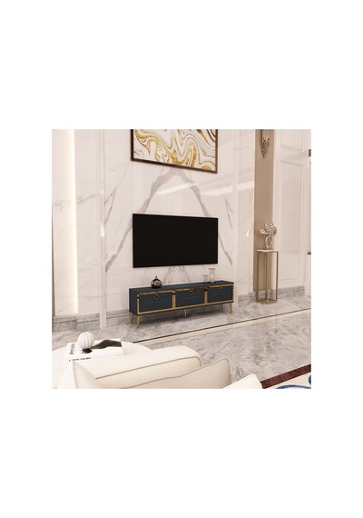Palo 150 Cm Tv Ünitesi Tv Sehpası Antrasit-altın Antrasit - Altın