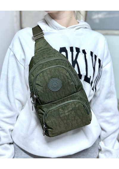 Su Geçirmez Kumaş Haki Unisex Body Bag Çapraz Omuz Çantası Haki