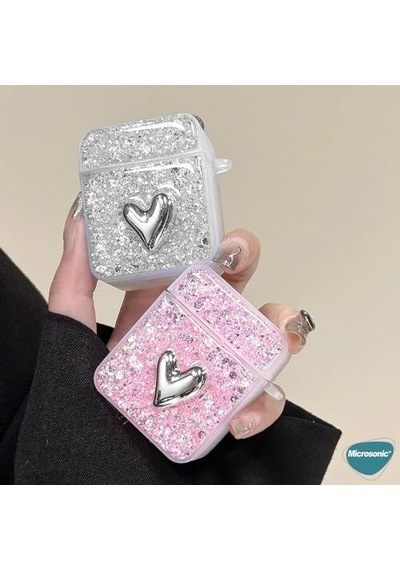 Airpods 1. Nesil / 2. Nesil İçin Kılıf Glitter Shiny Pembe Airpods 1/2 İle Uyumlu Kılıf - Pembe Diğer
