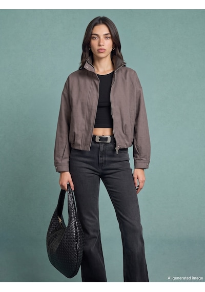 Dilvin 60828 Dik Yaka Bomber Ceket Kahve