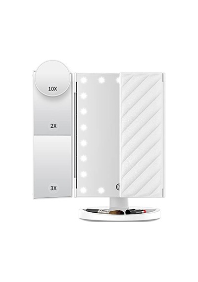 Işıklı Makyaj Aynası, 2x 3x 10x Büyütmeli Işıklı Makyaj Aynası, 21 Led Üç Katlı Kompakt Dokunmatik Karartma Genel
