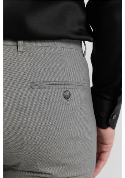 İmza Gri Yan Cep Kazayağı Desen Slim Fit Esnek Classic Pantolon 1003255174