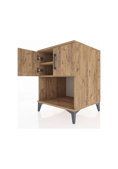 Kronos Komodin 2 Raflı 2 Kapaklı 60x59x80 Çam-çam Atlas Çam