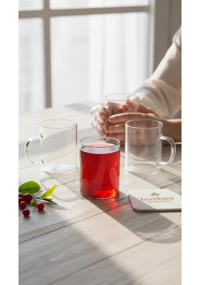 Bymyhand Borosilikat Isıya Ateşe Dayanıklı Termisil Kulplu Çay Bardağı Kahve Bardağı 3'lü Set 200 Ml Şeffaf