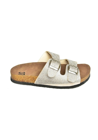 Fox Shoess777527502 Bej Süet Taşlı Kadın Terlik Bej