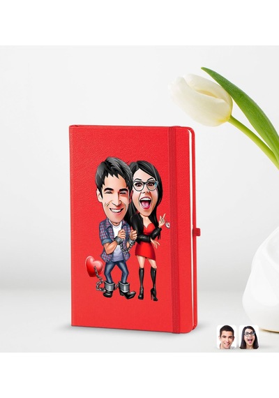 Bk Gift Kişiye Özel Sevgililer Karikatürlü 2 Li Defter Seti, Sevgiliye Hediye, Sevgililer Günü Hediyesi, Doğum Günü Hediyesi-4 Çok Renkli