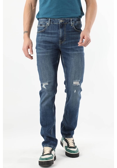 Erkek Dizi Yırtık Jean Pantolon Mavi 001
