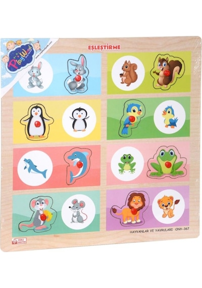 Ony-366-367 Ahşap Tutmalı Eşleştirme -Hayvanlar Ve Yavruları