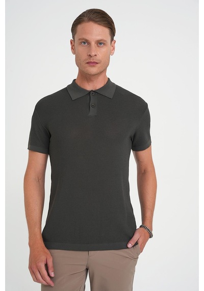 Efor Comfort Fit Polo Yaka Kısa Kollu Haki Triko Tr 883 Haki