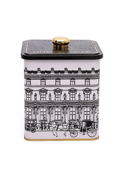 City Chocolate Desenli Kare Metal Saklama Kabı 12 x 12 x 13.7 CM 1.8 L