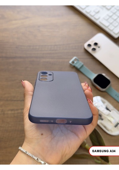 Samsung Galaxy A34 Uyumlu Süper İnce Mat Ultra Thin Silikon Kılıf Lacivert