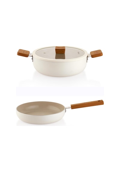 Schafer Ceramoni Seramik Karnıyarık Ve Tava Seti 30 Cm-krem Krem