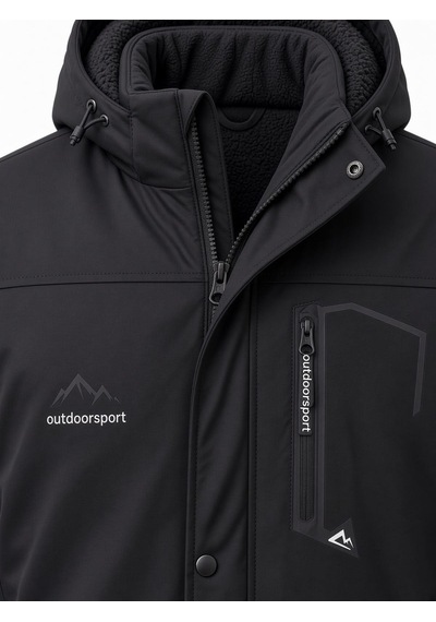 Oksit Tuc 2034 İçi Polar/kürk Astarlı Su İtici Termal Softshell Erkek Mont - Soğuk Geçirmez Spor Kaban Büyük Beden Erkek Mont Siyah