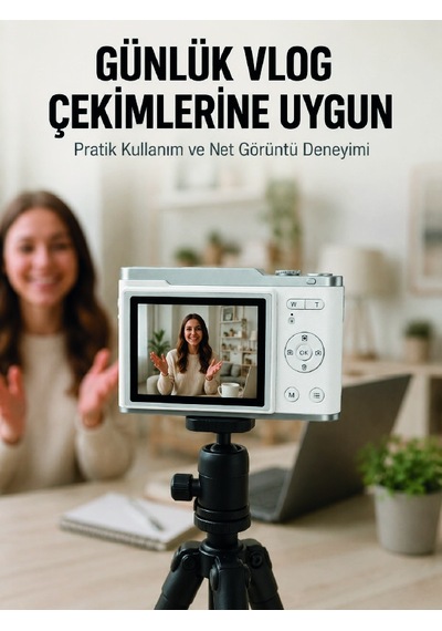 Beyaz 4k Dijital Kamera 2.4 İnç Hd Ekran Ve Led Flaşlı - Lisinya