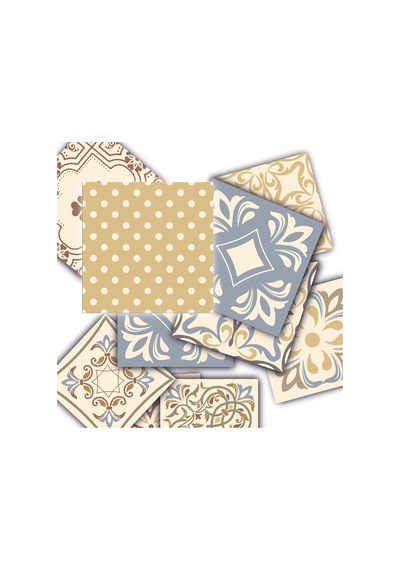 Tink Kendinden Yapışkanlı Retro Sarı Desenli Pvc Karo Kaplama 20x20 Cm 6'lı Paket